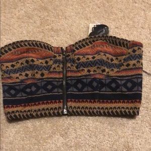 Forever21 tribal print zipper crop top
